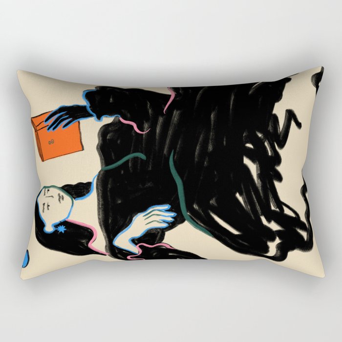 MIDNIGHT READING Rectangular Pillow Gallery Image 1