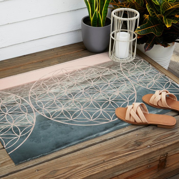 Mandala Flower of Life Sea Outdoor Rug Gallery Image 2