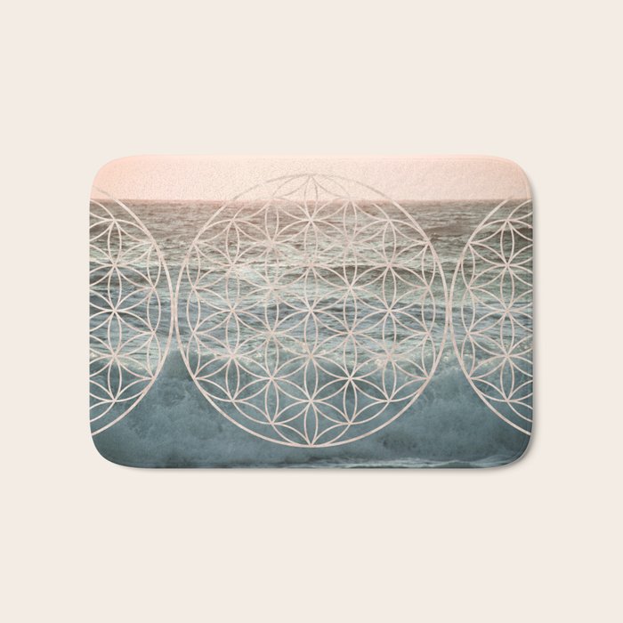 Mandala Flower of Life Sea Bath Mat Gallery Image 1