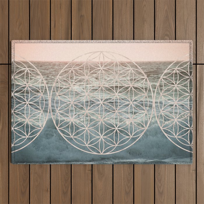 Mandala Flower of Life Sea Outdoor Rug Gallery Image 1