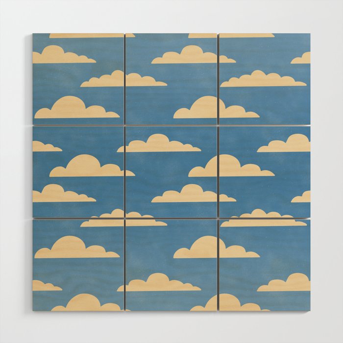 cartoony clouds Wood Wall Art Gallery Image 1
