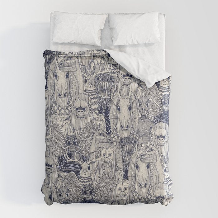 cryptid crowd blue off white Duvet Cover Gallery Image 6