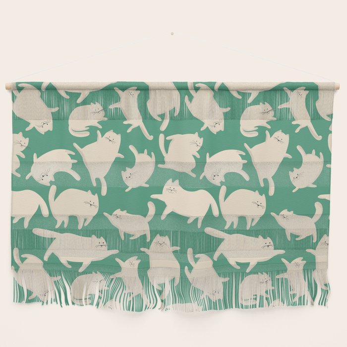 White Silly Cats Pattern Wall Hanging Gallery Image 1