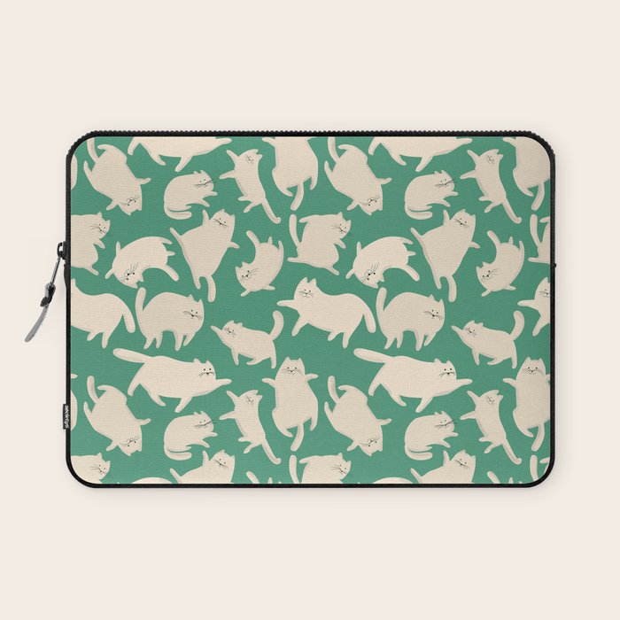 White Silly Cats Pattern Laptop Sleeve Gallery Image 1
