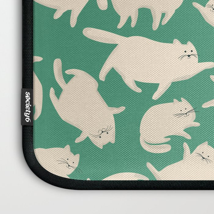 White Silly Cats Pattern Laptop Sleeve Gallery Image 3