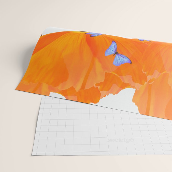 Poppies And Butterflies White Background #decor #society6 #buyart Wrapping Paper Gallery Image 2