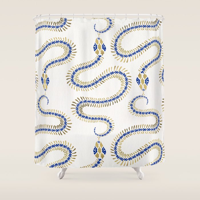 Snake Skeleton - Navy & Gold Palette Shower Curtain Gallery Image 1
