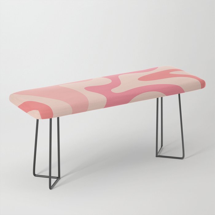 Retro Liquid Swirl Abstract Pattern Square In Blush Pink Tones Bench Gallery Image 1