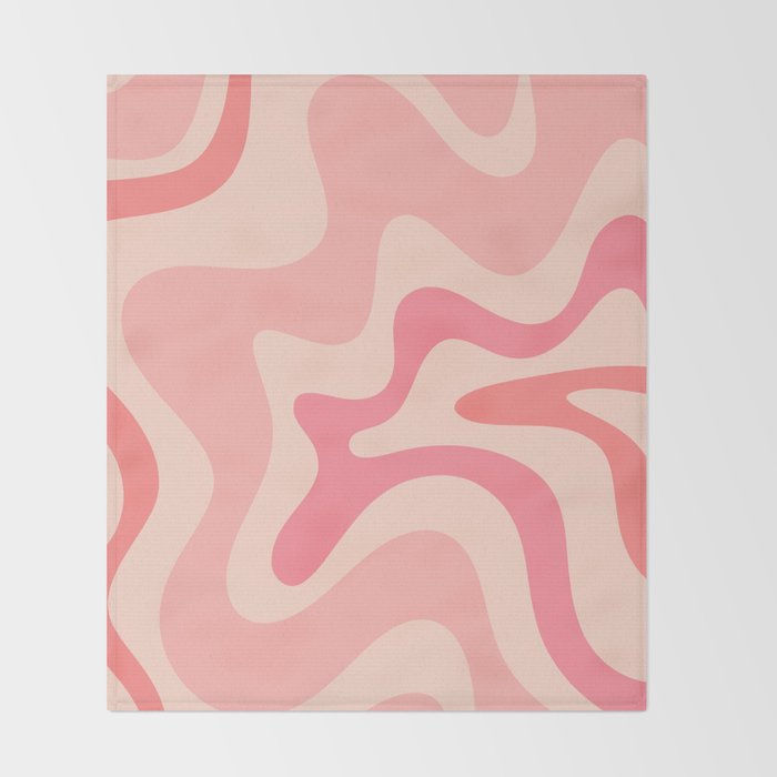 Retro Liquid Swirl Abstract Pattern Square In Blush Pink Tones Throw Blanket Gallery Image 2