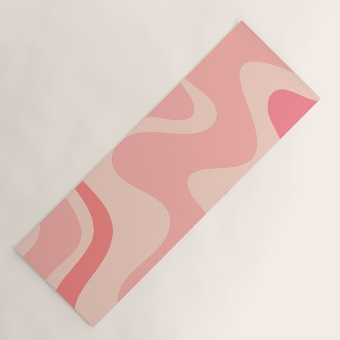 Retro Liquid Swirl Abstract Pattern Square In Blush Pink Tones Yoga Mat Gallery Image 1