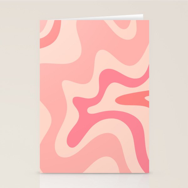 Retro Liquid Swirl Abstract Pattern Square In Blush Pink Tones Stationery Card Gallery Image 2