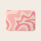Retro Liquid Swirl Abstract Pattern Square In Blush Pink Tones Bath Mat Gallery Image 1
