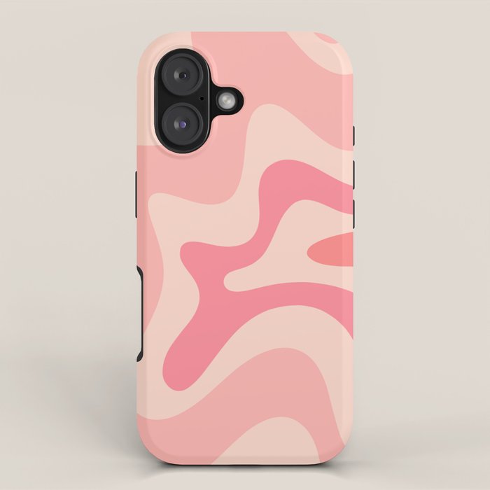 Retro Liquid Swirl Abstract Pattern Square In Blush Pink Tones iPhone Case Gallery Image 1