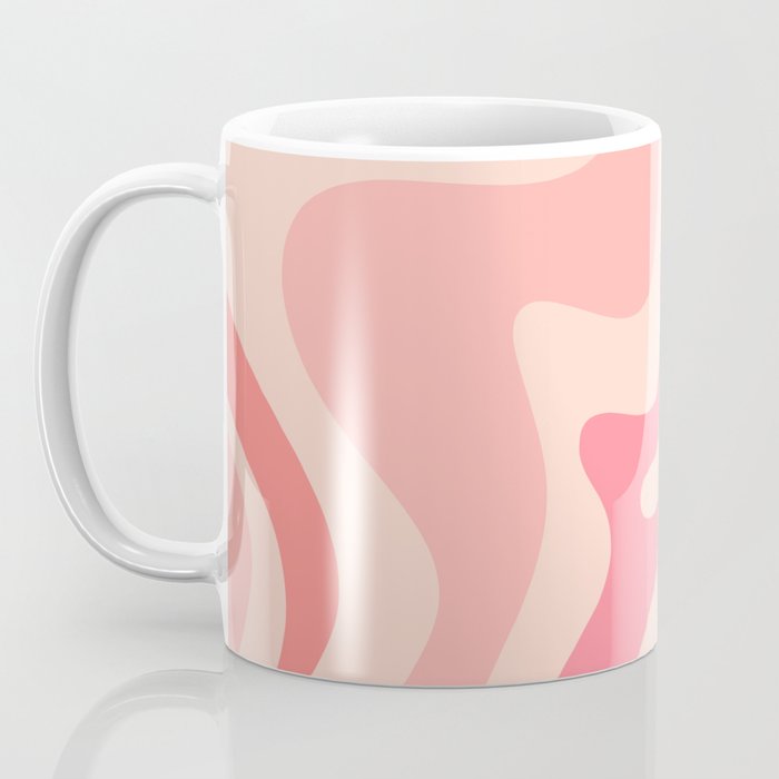 Retro Liquid Swirl Abstract Pattern Square In Blush Pink Tones Coffee Mug Gallery Image 3