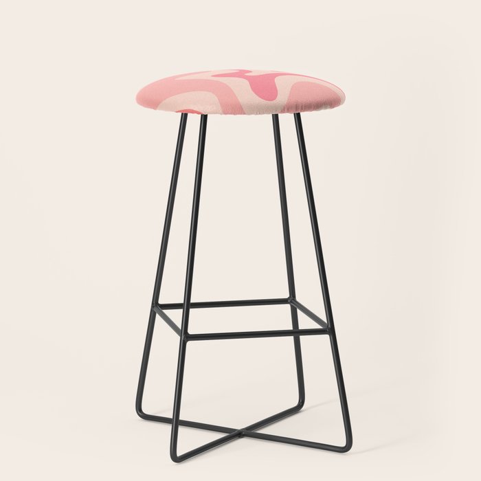 Retro Liquid Swirl Abstract Pattern Square In Blush Pink Tones Stool Gallery Image 1