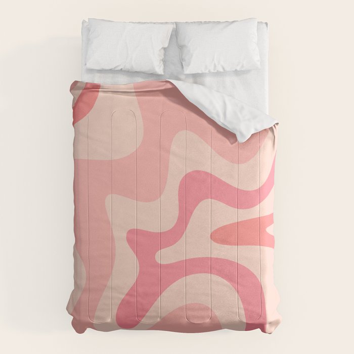 Retro Liquid Swirl Abstract Pattern Square In Blush Pink Tones Comforter Gallery Image 1