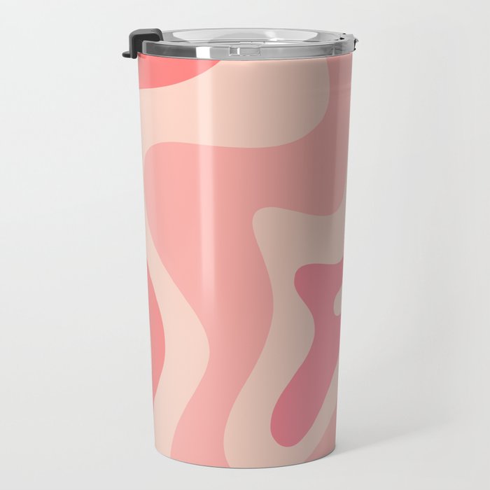 Retro Liquid Swirl Abstract Pattern Square In Blush Pink Tones Travel Mug Gallery Image 3