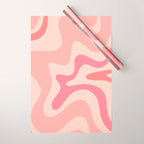 Retro Liquid Swirl Abstract Pattern Square In Blush Pink Tones Wrapping Paper Gallery Image 1