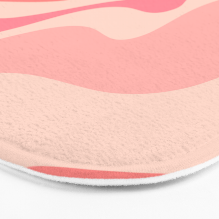 Retro Liquid Swirl Abstract Pattern Square In Blush Pink Tones Bath Mat Gallery Image 3