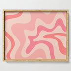 Retro Liquid Swirl Abstract Pattern Square In Blush Pink Tones Serving Tray Gallery Image 1