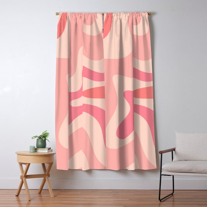 Retro Liquid Swirl Abstract Pattern Square In Blush Pink Tones Window Curtain Gallery Image 5