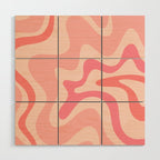 Retro Liquid Swirl Abstract Pattern Square In Blush Pink Tones Wood Wall Art Gallery Image 1