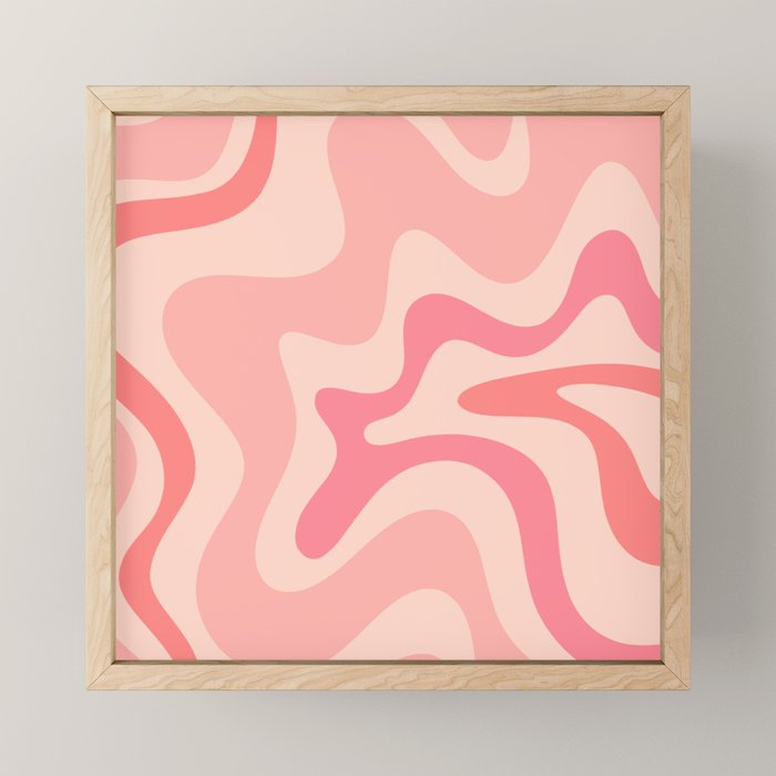 Retro Liquid Swirl Abstract Pattern Square In Blush Pink Tones Mini Art Print Gallery Image 1