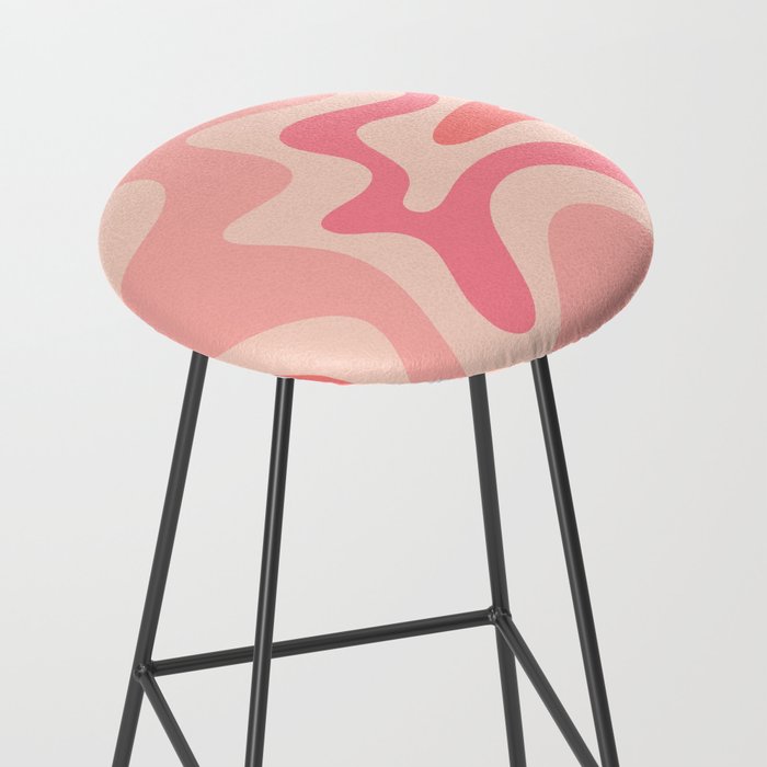 Retro Liquid Swirl Abstract Pattern Square In Blush Pink Tones Stool Gallery Image 2