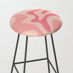 Retro Liquid Swirl Abstract Pattern Square In Blush Pink Tones Stool Gallery Image 2