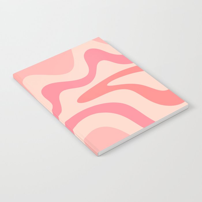 Retro Liquid Swirl Abstract Pattern Square In Blush Pink Tones Notebook Gallery Image 2
