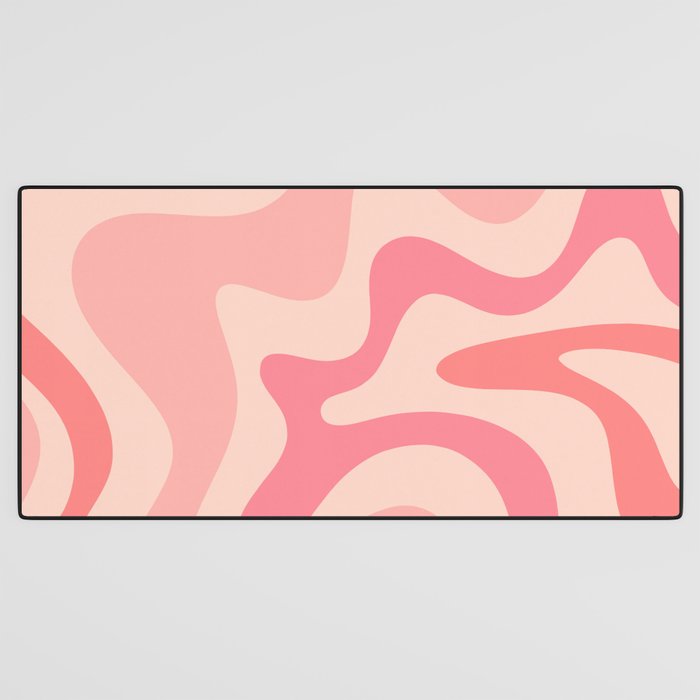 Retro Liquid Swirl Abstract Pattern Square In Blush Pink Tones Desk Mat Gallery Image 3