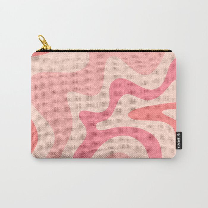 Retro Liquid Swirl Abstract Pattern Square In Blush Pink Tones Carry All Pouch Gallery Image 1