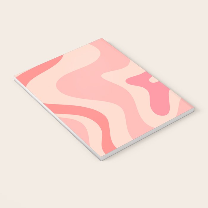 Retro Liquid Swirl Abstract Pattern Square In Blush Pink Tones Notebook Gallery Image 3