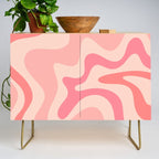 Retro Liquid Swirl Abstract Pattern Square In Blush Pink Tones Credenza Gallery Image 1