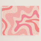 Retro Liquid Swirl Abstract Pattern Square In Blush Pink Tones Jigsaw Puzzle Gallery Image 1