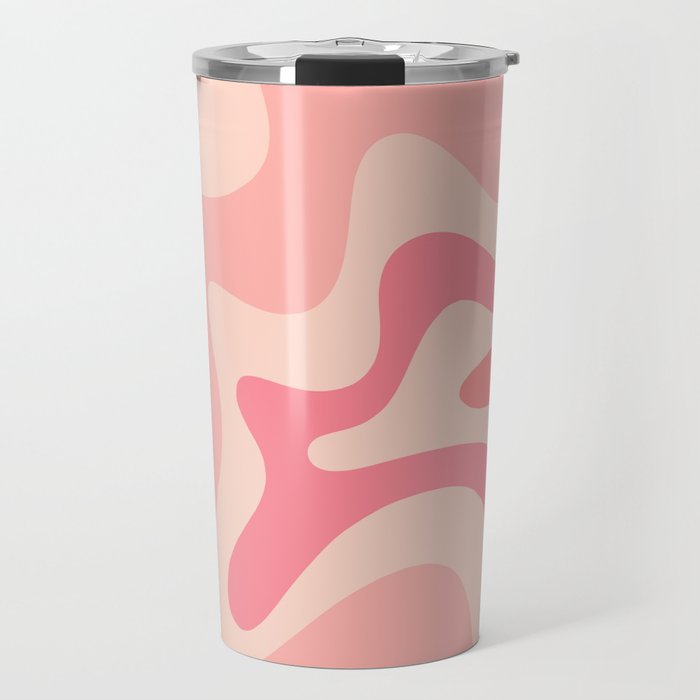 Retro Liquid Swirl Abstract Pattern Square In Blush Pink Tones Travel Mug Gallery Image 1