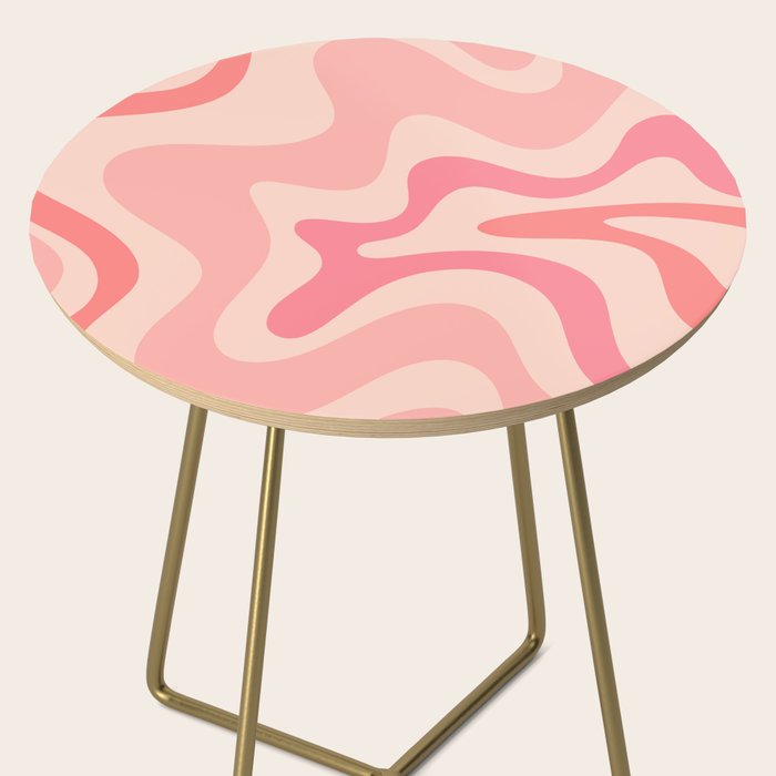 Retro Liquid Swirl Abstract Pattern Square In Blush Pink Tones Side Table Gallery Image 2