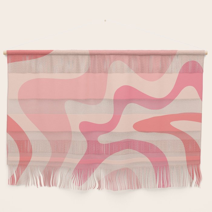 Retro Liquid Swirl Abstract Pattern Square In Blush Pink Tones Wall Hanging Gallery Image 1