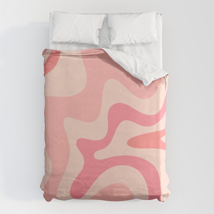Retro Liquid Swirl Abstract Pattern Square In Blush Pink Tones Duvet Cover Gallery Image 6