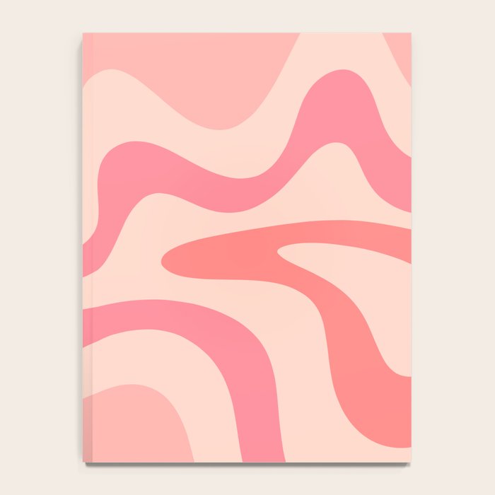 Retro Liquid Swirl Abstract Pattern Square In Blush Pink Tones Notebook Gallery Image 4