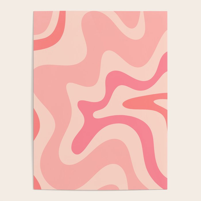 Retro Liquid Swirl Abstract Pattern Square In Blush Pink Tones Poster Gallery Image 1
