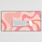 Retro Liquid Swirl Abstract Pattern Square In Blush Pink Tones Desk Mat Gallery Image 1