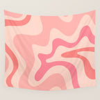 Retro Liquid Swirl Abstract Pattern Square In Blush Pink Tones Wall Tapestry Gallery Image 4