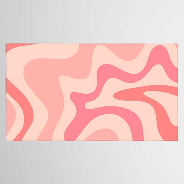 Retro Liquid Swirl Abstract Pattern Square In Blush Pink Tones Tablecloth Gallery Image 2