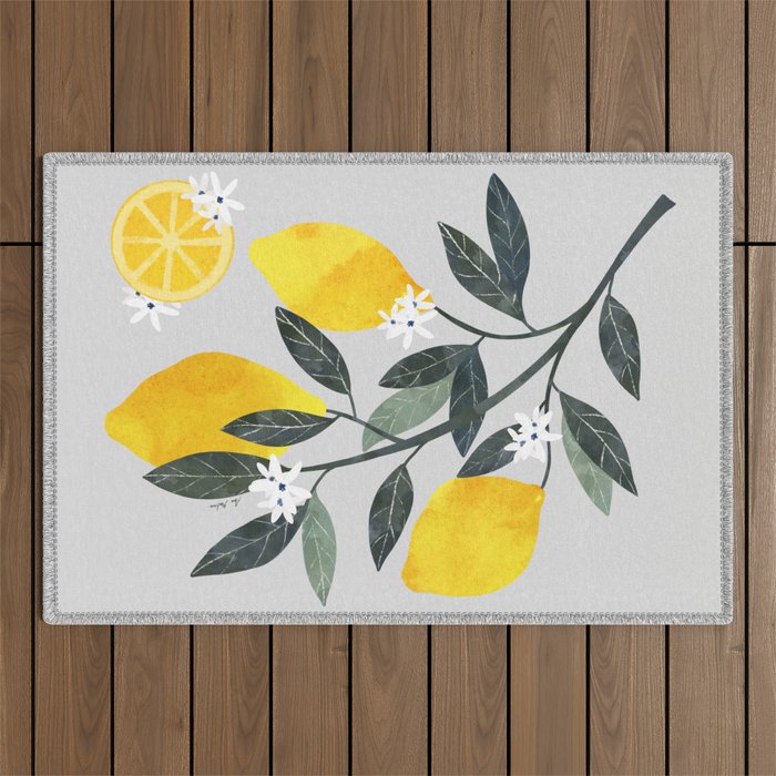 Lemon tree branch Outdoor Rug Gallery Image 1