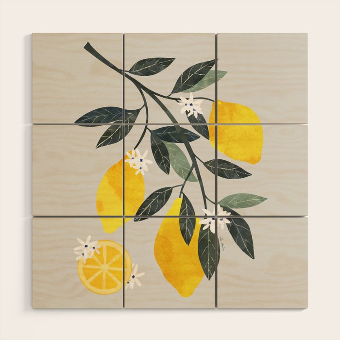 Lemon tree branch Wood Wall Art Gallery Image 1