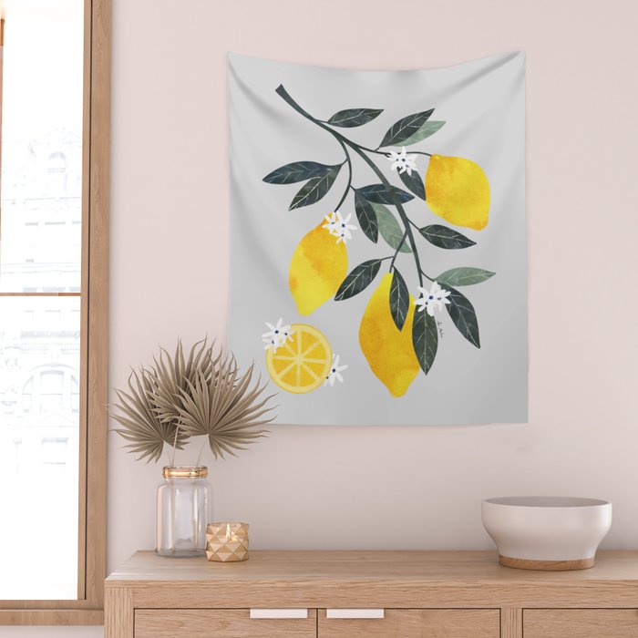 Lemon tree branch Wall Tapestry Gallery Image 2