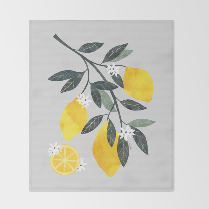 Lemon tree branch Throw Blanket Gallery Image 2