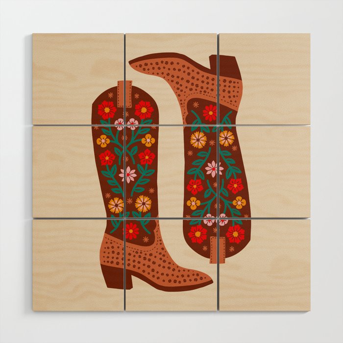 Cowgirl Boots - Bright Multicolor Wood Wall Art Gallery Image 1