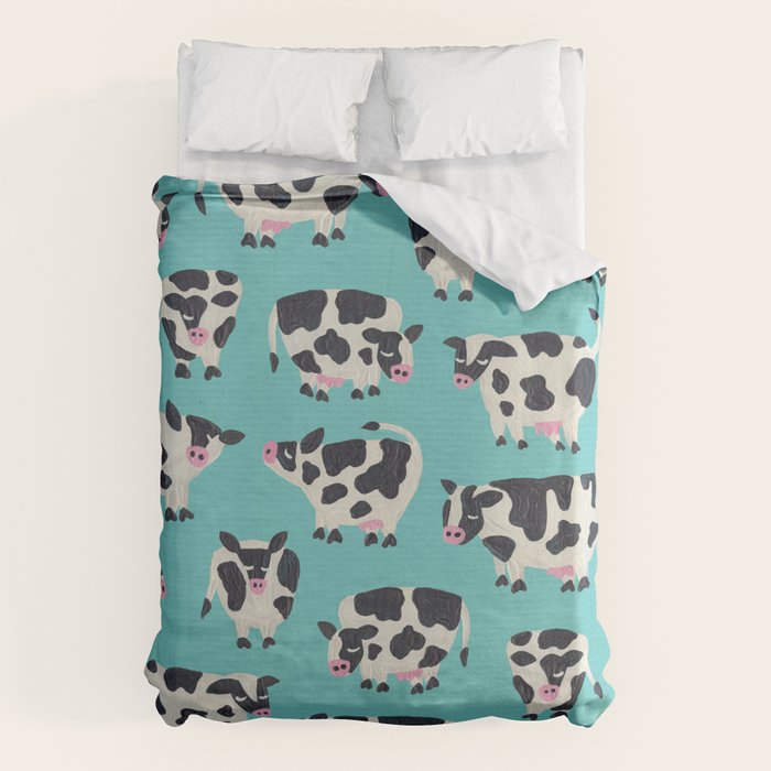 Cow Collection - Turquoise Duvet Cover Gallery Image 1